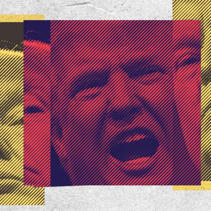 Montage of Donald Trump's face.